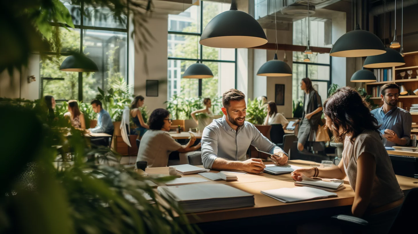 people working in an office